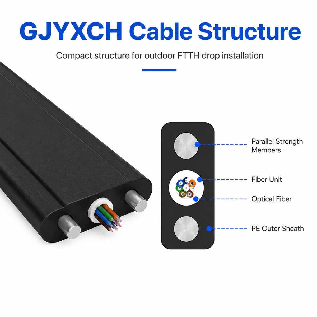 Outdoor drop cable cross section